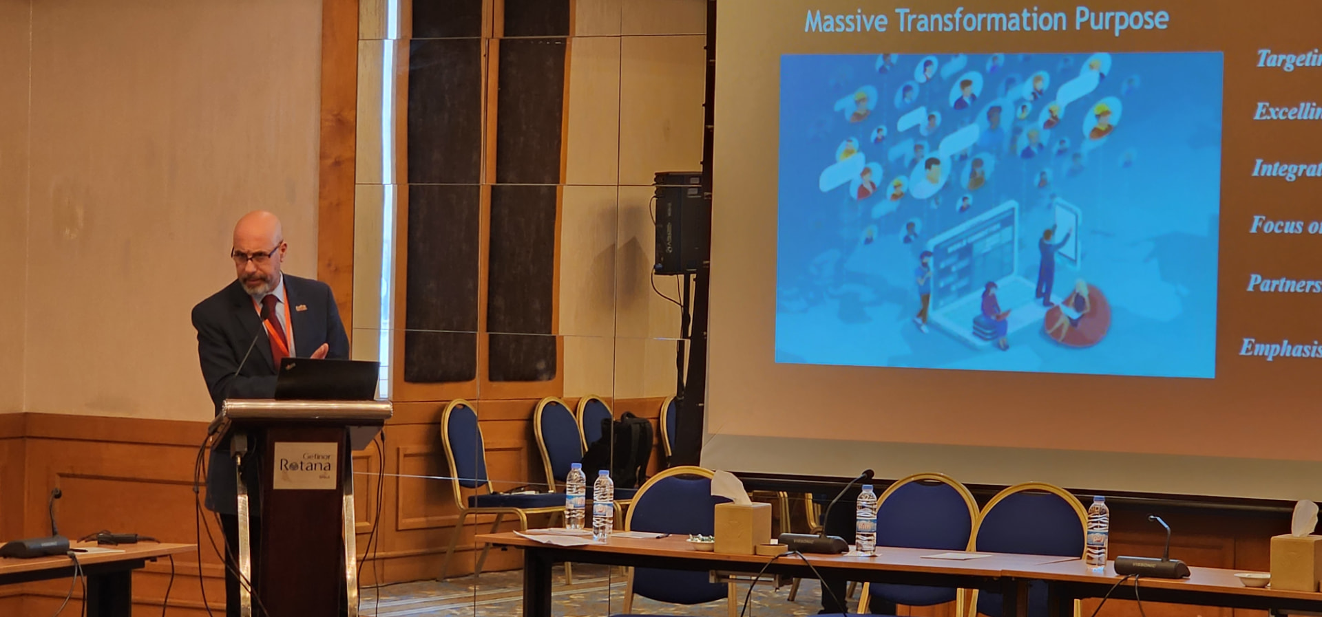 Speaker presenting research